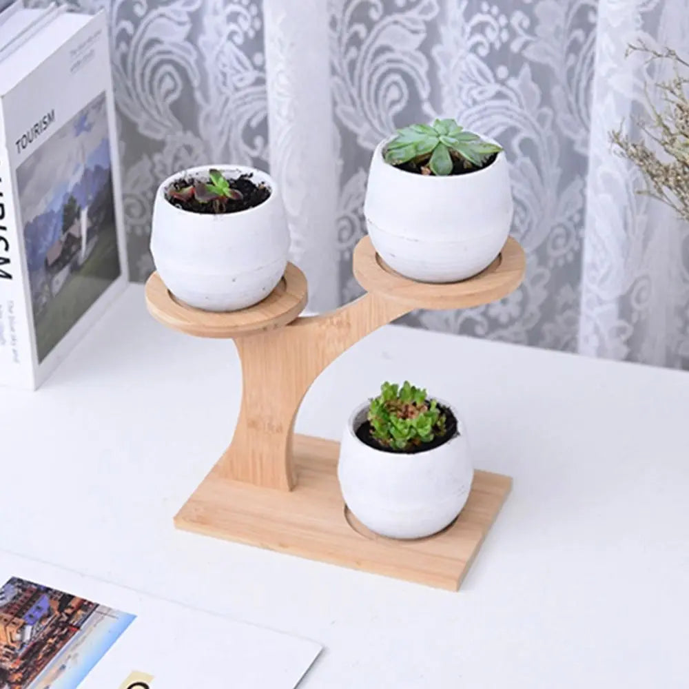 Bamboo Wood Tray 3-Layers Flowerpot Holder,Plants Stand Home Decoration Gardening Supplies Succulents Bonsai Organizer