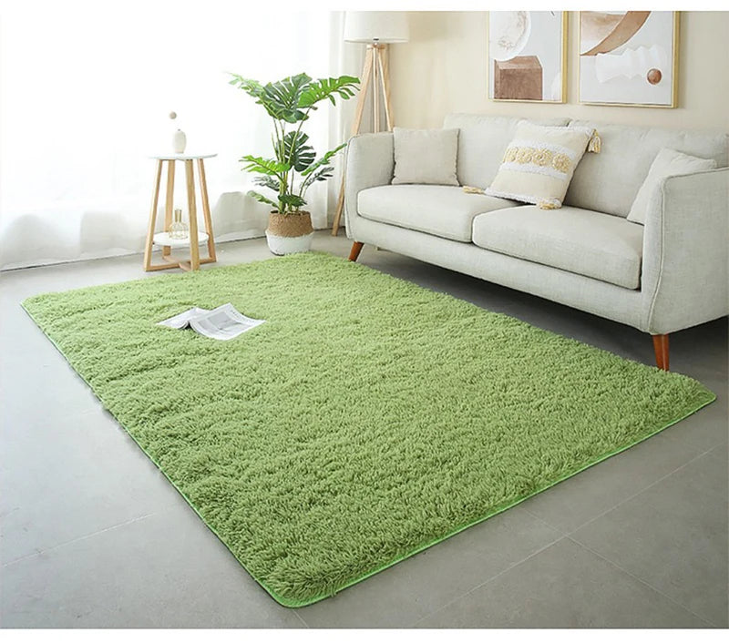 VIKAMA blue Tie dye gradient silk plush carpet, living room coffee table mat, bedroom bedside solid color long plush carpet