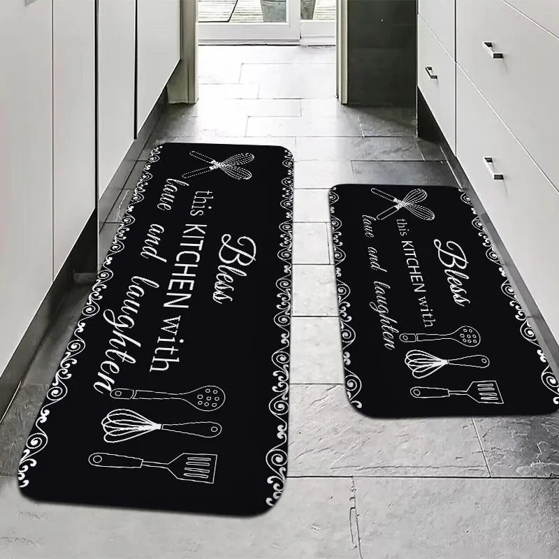 VIKAMA American Minimalist Kitchen Anti-Slip Floor Mat Bathroom Door Mat Kitchen Two-Piece Set Absorbent Carpet Home Decoration