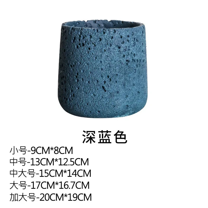 Nordic Cement Flower Pot Decoration Creative Mountain Stone Breathable Green Plant Potted with Tray Flowerpot Decoration