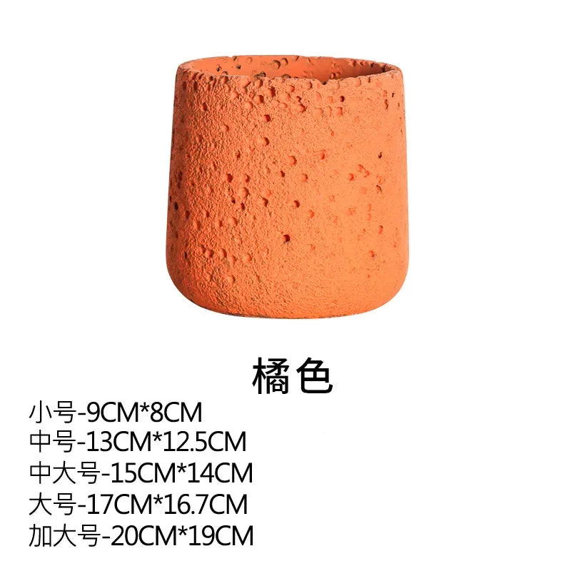 Nordic Cement Flower Pot Decoration Creative Mountain Stone Breathable Green Plant Potted with Tray Flowerpot Decoration
