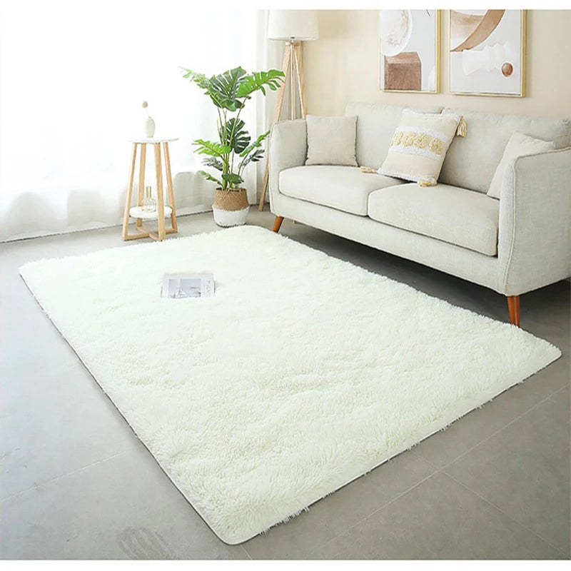 VIKAMA blue Tie dye gradient silk plush carpet, living room coffee table mat, bedroom bedside solid color long plush carpet