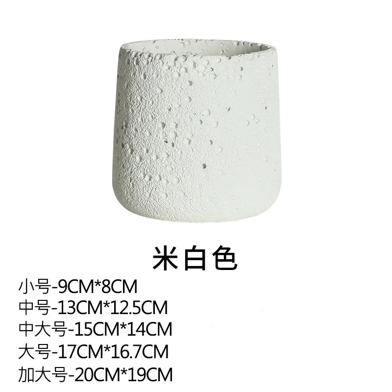 Nordic Cement Flower Pot Decoration Creative Mountain Stone Breathable Green Plant Potted with Tray Flowerpot Decoration