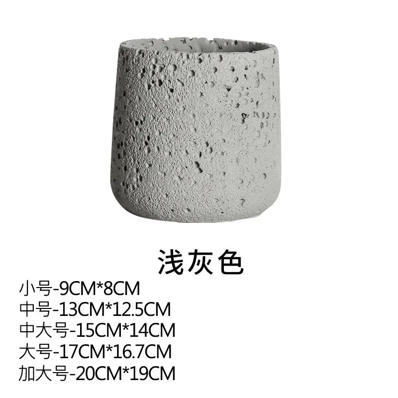 Nordic Cement Flower Pot Decoration Creative Mountain Stone Breathable Green Plant Potted with Tray Flowerpot Decoration