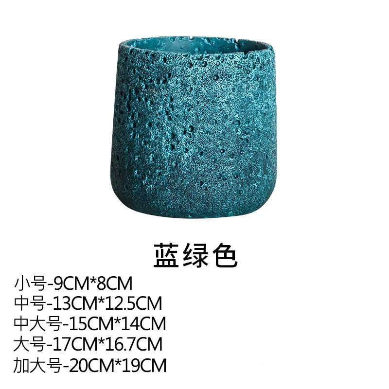Nordic Cement Flower Pot Decoration Creative Mountain Stone Breathable Green Plant Potted with Tray Flowerpot Decoration