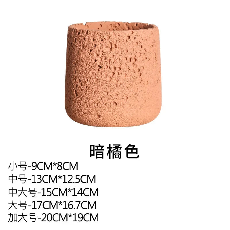 Nordic Cement Flower Pot Decoration Creative Mountain Stone Breathable Green Plant Potted with Tray Flowerpot Decoration