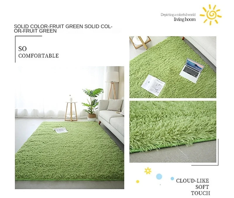 VIKAMA blue Tie dye gradient silk plush carpet, living room coffee table mat, bedroom bedside solid color long plush carpet