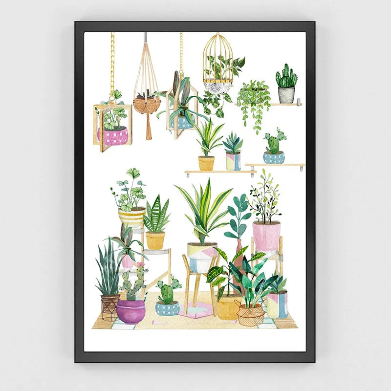 1pc Green Botanical Leaves Interior Art Print Houseplants Nature Indoors Canvas Wall Home Decor Calming Poster Foliage and Plant