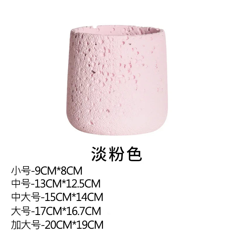 Nordic Cement Flower Pot Decoration Creative Mountain Stone Breathable Green Plant Potted with Tray Flowerpot Decoration
