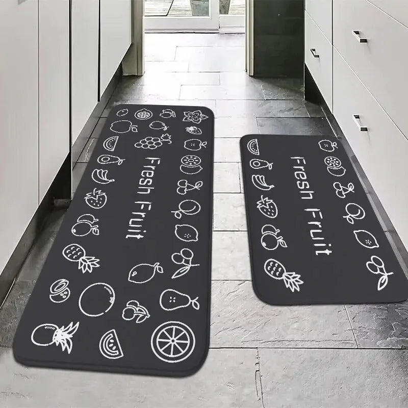 VIKAMA American Minimalist Kitchen Anti-Slip Floor Mat Bathroom Door Mat Kitchen Two-Piece Set Absorbent Carpet Home Decoration