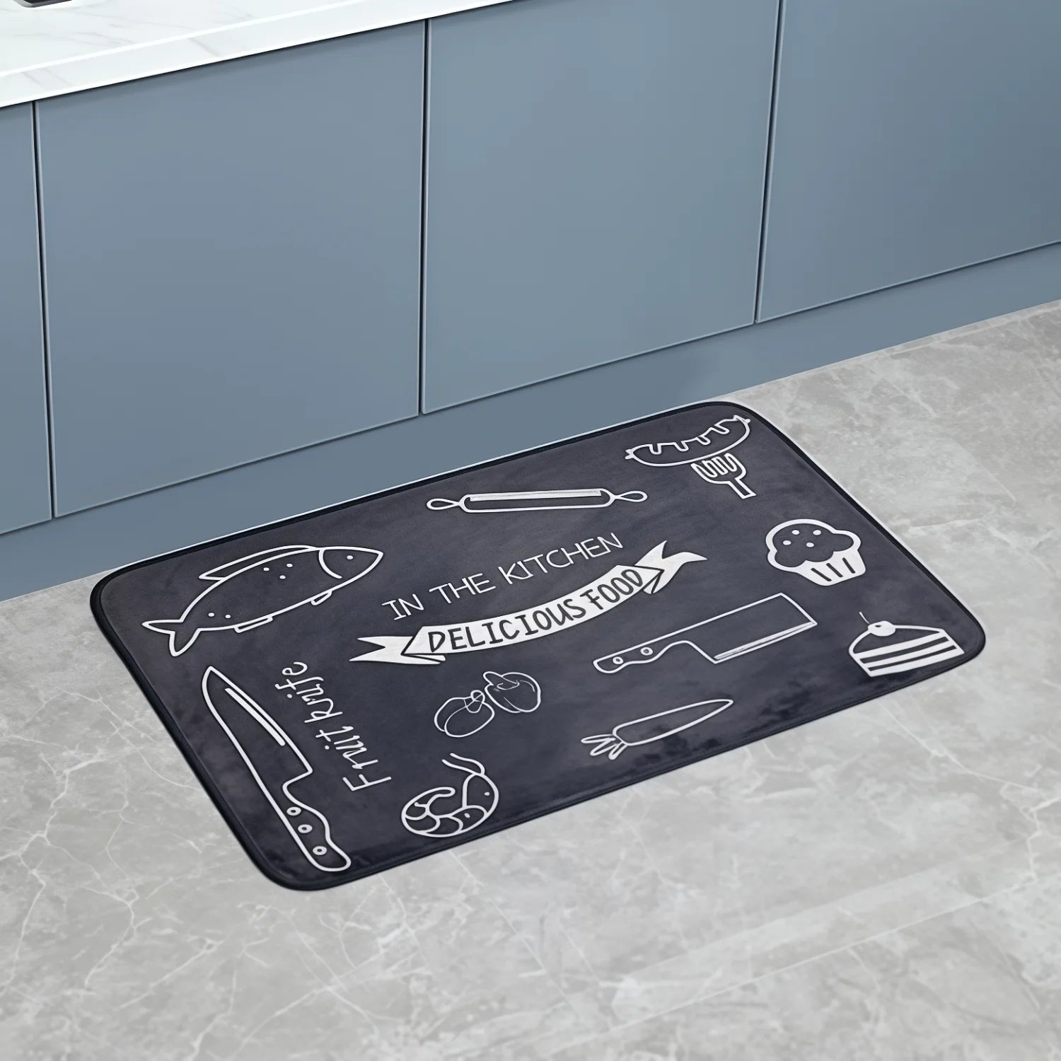 VIKAMA American Minimalist Kitchen Anti-Slip Floor Mat Bathroom Door Mat Kitchen Two-Piece Set Absorbent Carpet Home Decoration