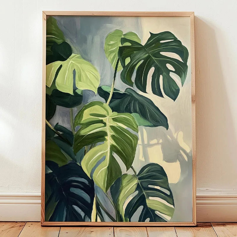 1pc Green Botanical Leaves Interior Art Print Houseplants Nature Indoors Canvas Wall Home Decor Calming Poster Foliage and Plant