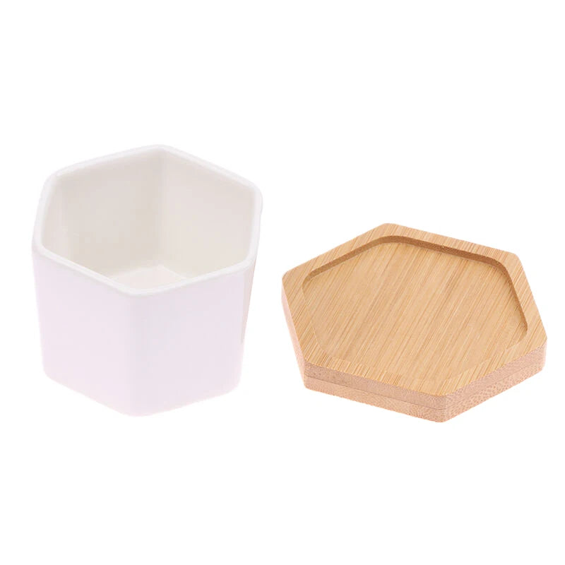 Ceramic Flowerpot White Hexagon Ceramic Pot With Tray European Flowerpot Simple Succulent Plant Container Small Bonsai Pots