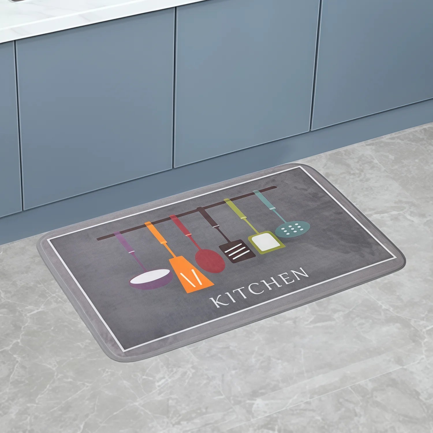 VIKAMA American Minimalist Kitchen Anti-Slip Floor Mat Bathroom Door Mat Kitchen Two-Piece Set Absorbent Carpet Home Decoration